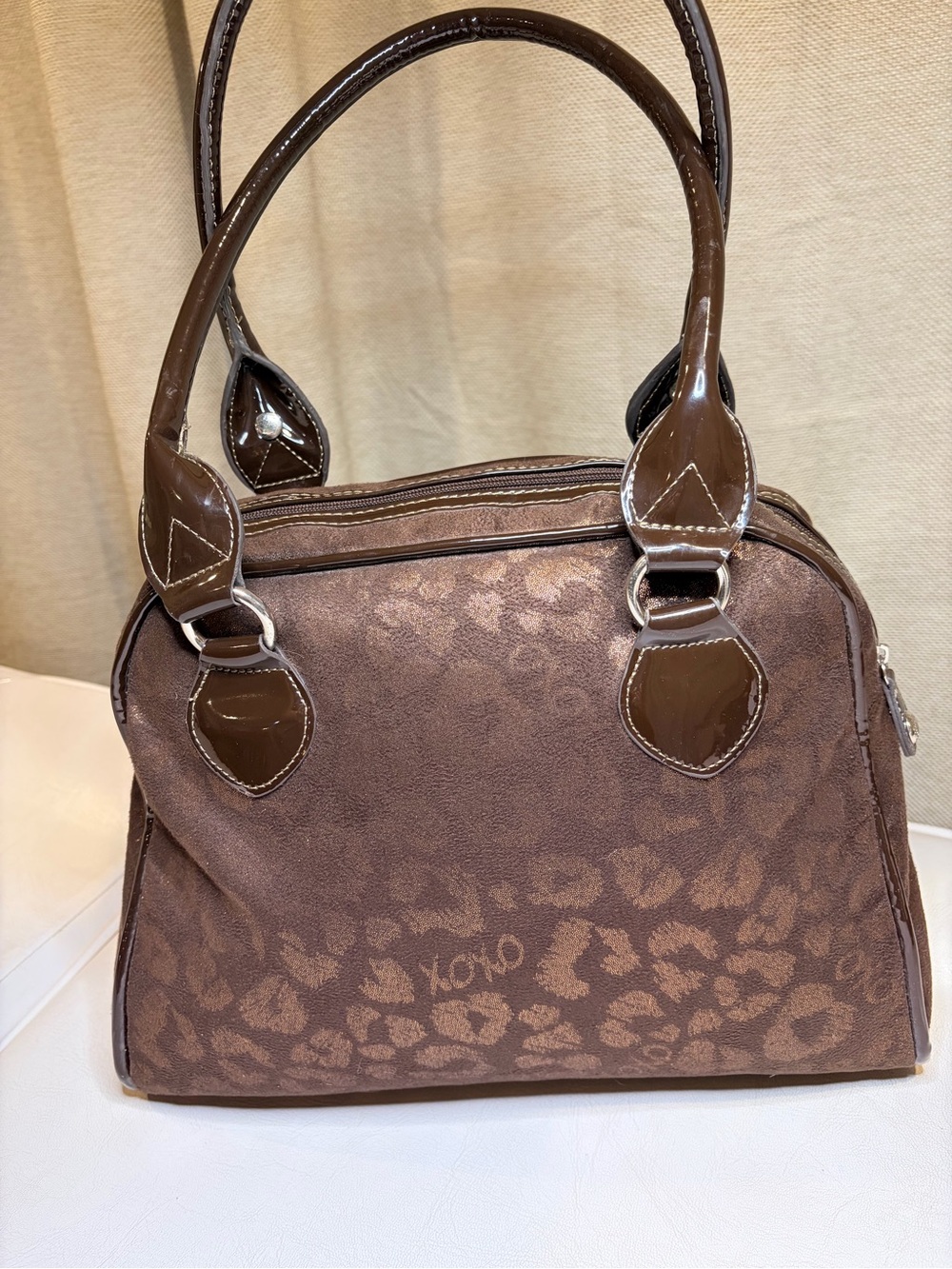 Oxo Brown Logo-Print Dome Satchel - Picture 4 of 16